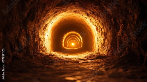 Glowing tunnel interior