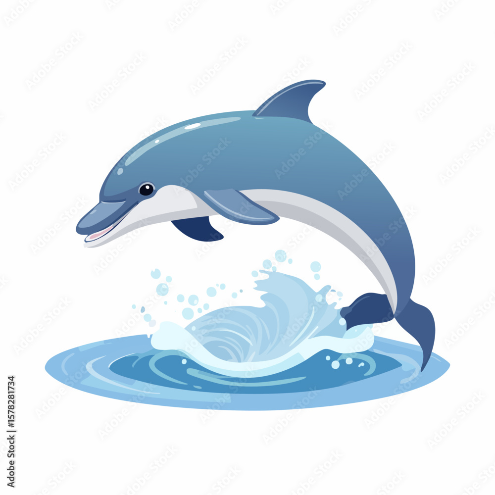 Fototapeta premium Playful Dolphin Leaping Out of Water with Joyful Expression