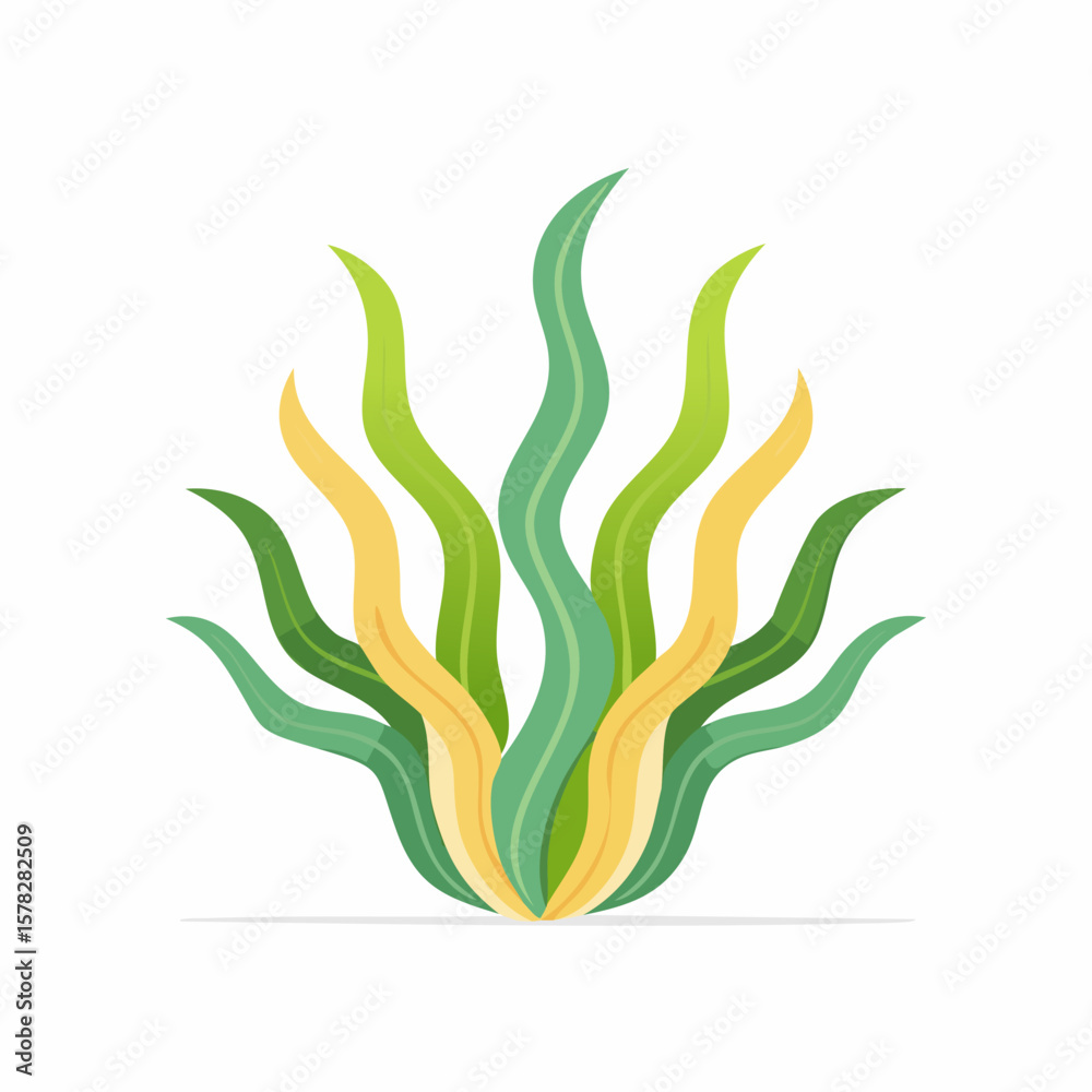 Stylized illustration of vibrant, flowing, colorful aquatic plant life. Stylized illustration of vibrant, flowing, colorful aquatic plant life.