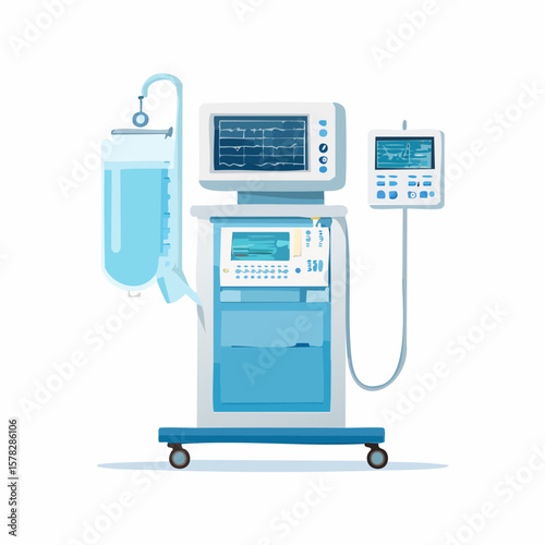 Detailed Medical Equipment Depicting Patient Monitoring and Infusion Therapy.