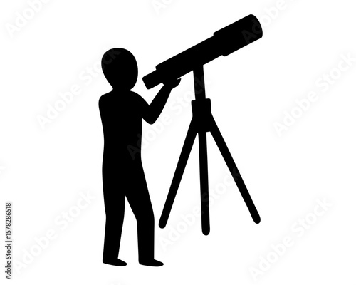 Wallpaper Mural Silhouette of a person looking through a telescope with tripod stand Torontodigital.ca