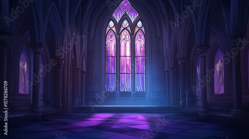 Gothic stained glass window interior