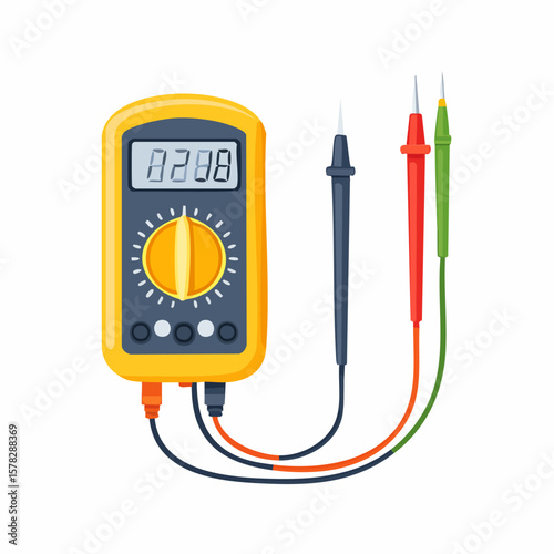Detailed Digital Multimeter with Probes for Electrical Testing and Measurement