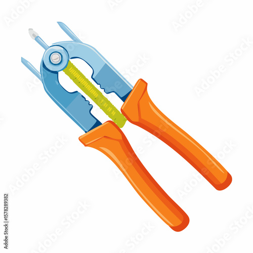 Detailed Illustration of a Wire Stripper Tool with Orange Handles