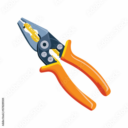 Angled Orange and Blue Wire Stripper Tool with Detailed Design