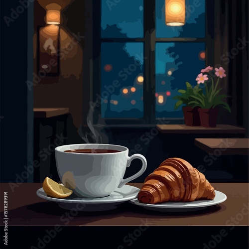 illustration, food, croissant, cup, breakfast, tea, cheese, icon, cafe, coffee, meal, restaurant, vector, drink, lunch, design, set, bread, chocolate, bakery, healthy, menu, juice, sandwich, delicious