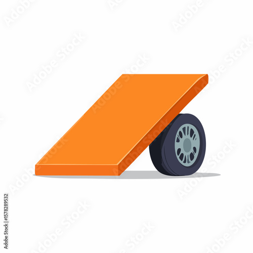 Orange Plank Supported by a Single Tire, Conceptual Illustration