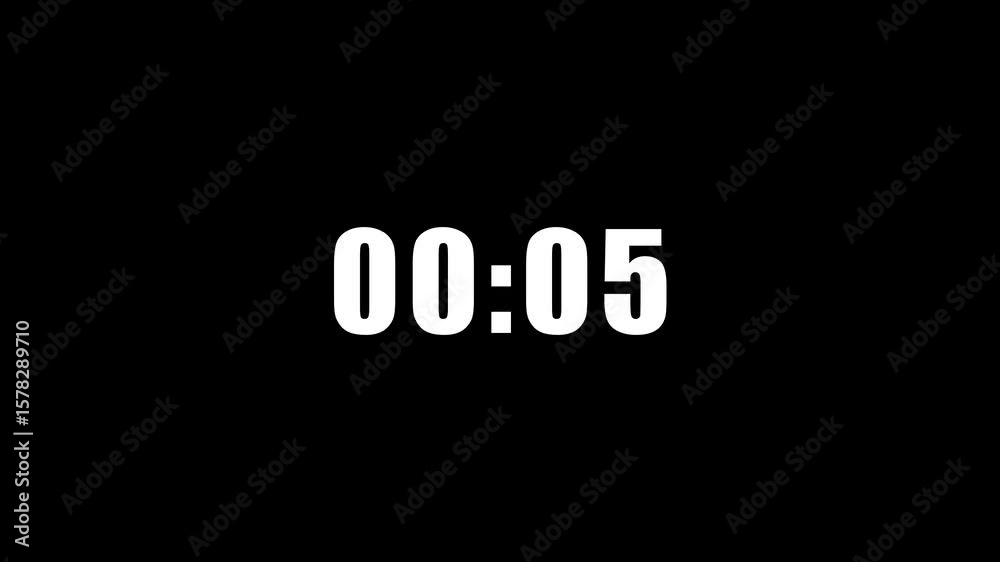 5 second simple countdown timer Animation. 5 to 0 timer countdown. simple 5 second counting animation, hud icon loading thirty seconds countdown timer animation on transparent background