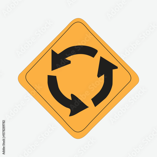 Roundabout traffic sign vector illustration indicating that there is a roundabout or circular intersection ahead