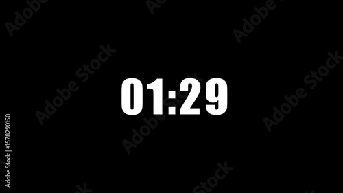 90second simple countdown timer animation. 90 to 0 timer countdown. hud icon loading 90 seconds countdown timer animation on Black background