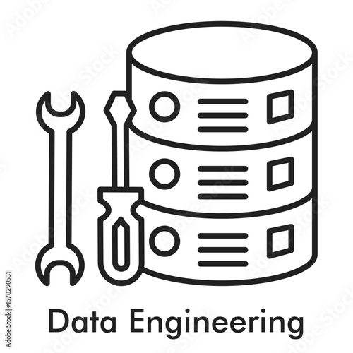 Data Engineering Icon - Line Style