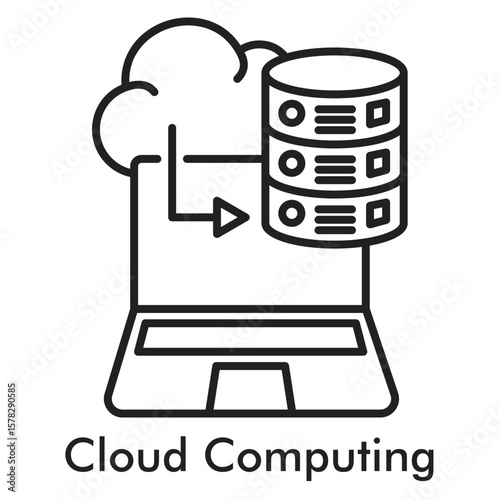 Cloud Computing Icon - Line Style