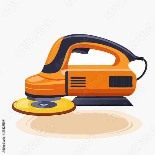Orange and Black Electric Sander with Circular Polishing Pad