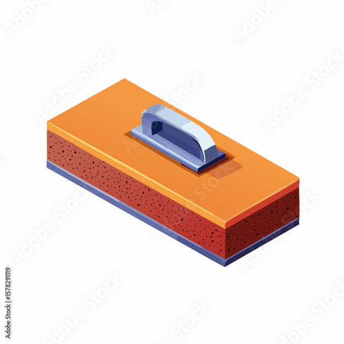 Isometric View of a Construction Trowel with Handle and Texture
