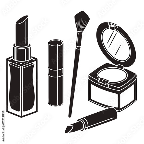 Cosmetic collection makeup lipstick brush compact mirror cosmetics makeup brush