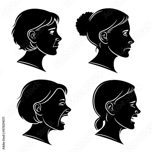 Human emotion faces silhouettes human faces emotions