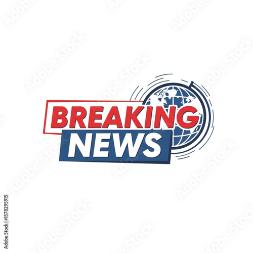 A bold, stylized logo for breaking news, featuring a globe and the words "BREAKING NEWS".