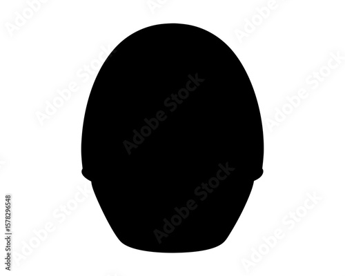 Silhouette of a black head wearing a helmet like protective gear for head
