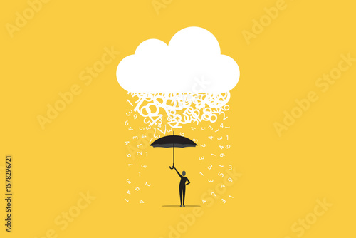 Businessman safe data in the cloud