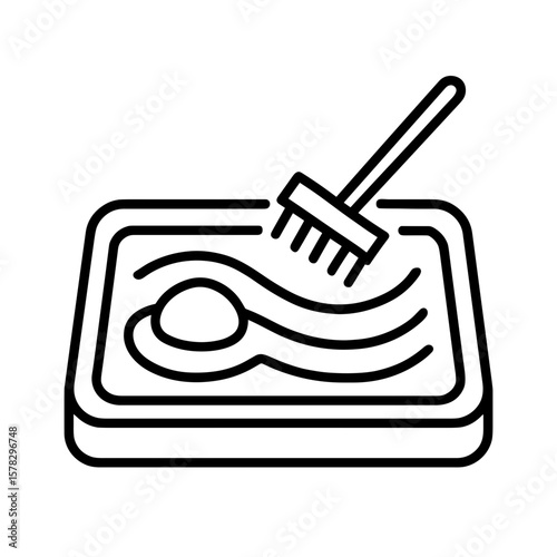Zen sand garden icon symbolizing relaxation and mindfulness, outline icon