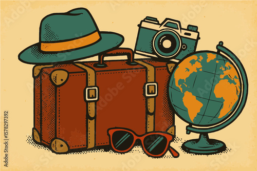vintage suitcase with travel suitcase