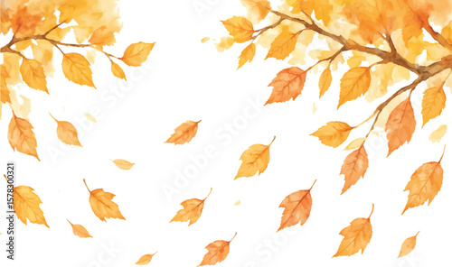 Autumn leaves blown by wind