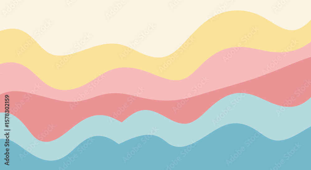 Fototapeta premium Pastel waves flow with soft colors in an abstract background design