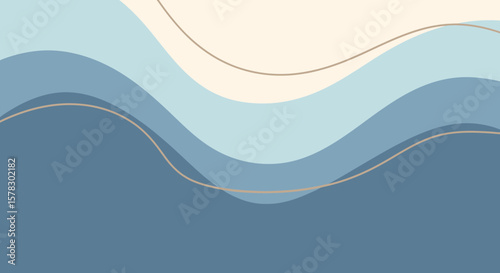 Abstract blue wavy layers create a serene and calming artistic background