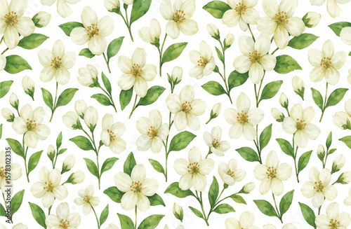 Jasmine flower pattern isolated on white background