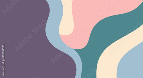 Pastel wave shapes flow together in a contemporary abstract background design