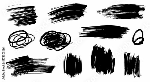 Ink brush strokes with rough edges create expressive artistic effects