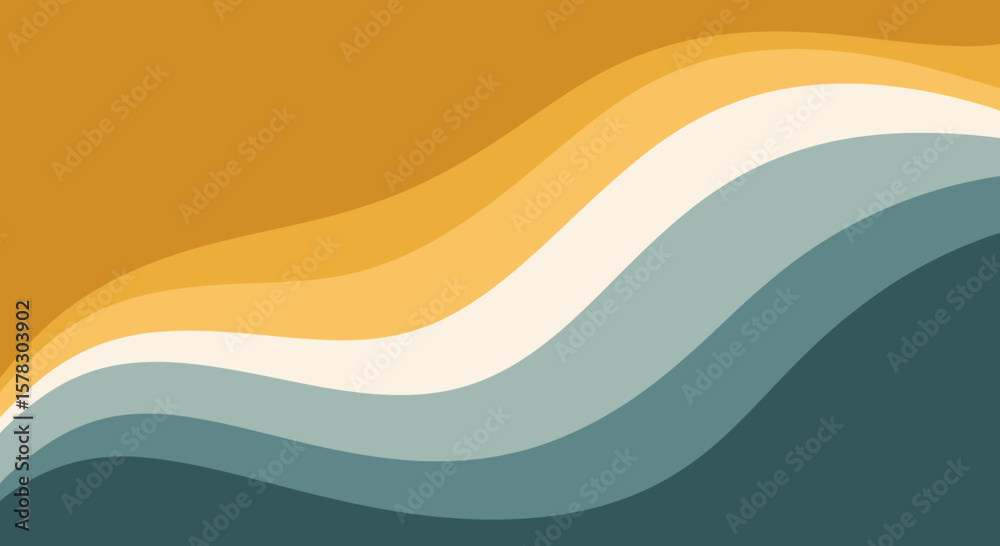 Fototapeta premium Artistic wavy layers create a soothing abstract background with modern colors