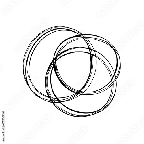 Illustration of overlapping circles with sketchy lines creating an abstract circular design element