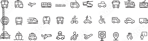 Modern graphic illustration showcasing various modes of public transportation in a vibrant colorful urban cityscape