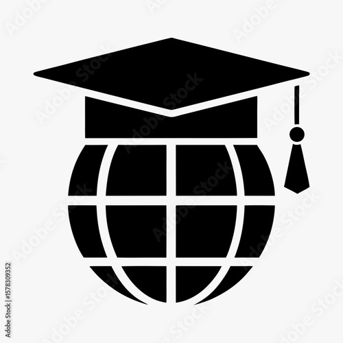 Global Education Icon – Graduation Cap on Globe icon