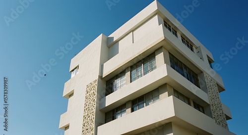 Modern Architecture Building Against Blue Sky.