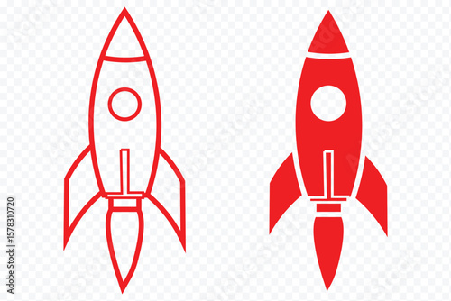 Rocket icon set. Business start up symbol. Rocket launching sign. Vector in flat and outline design style. . Simple outline rocket sign. Rocket launched icon. eps 10