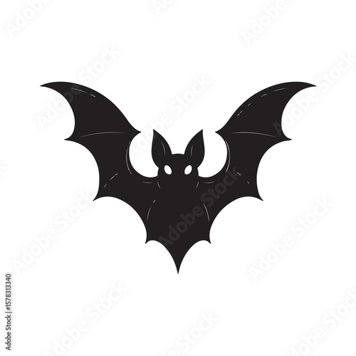 Silhouette vector icon of a bat on a white background in Adobe Illustrator Artwork.