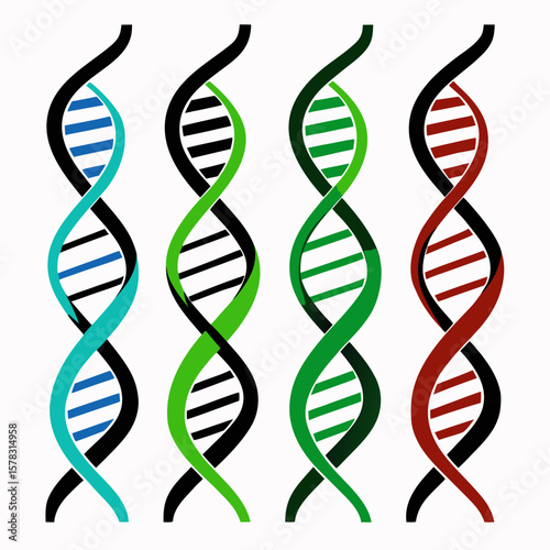 Abstract D N A strands in multiple colors helix molecule