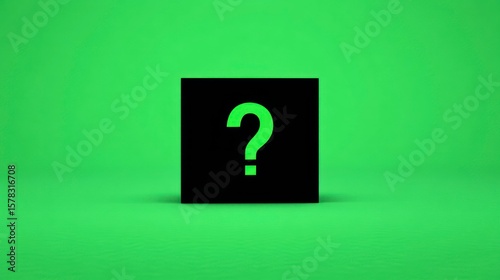 Question mark in black square on green background