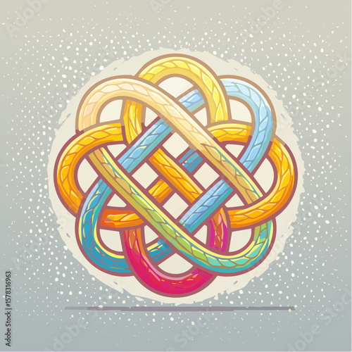 celtic knot lace icon; intricate interwoven loops with layered rope textures and subtle foil highlights for timeless heritage-inspired decoration or branding use

