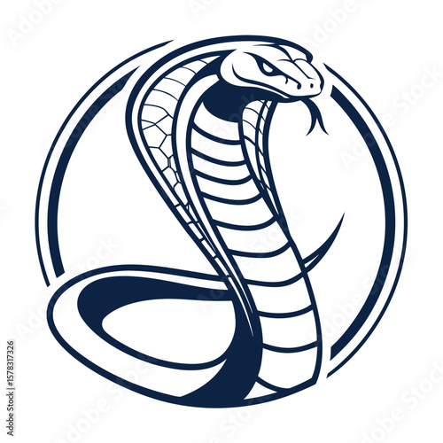 Dark Blue Cobra Silhouette Circular Design snake navy blue