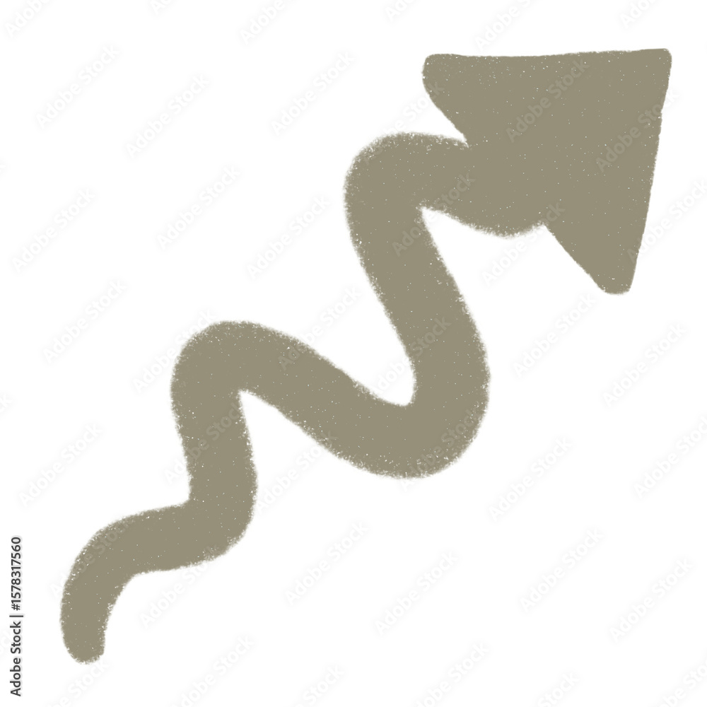 Fototapeta premium nude brown arrow in curve lines graphic illustration doodle