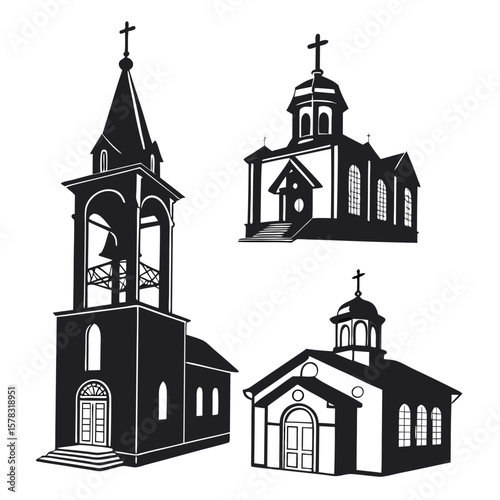 Christian Churches Architectural Silhouettes architecture