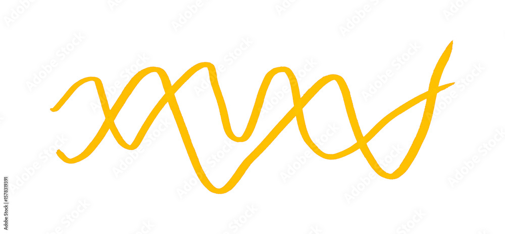 Fototapeta premium Yellow ink pen line, underline, isolated on transparent background. Simple ink pen scribble effect, perfect for business and school presentation design.