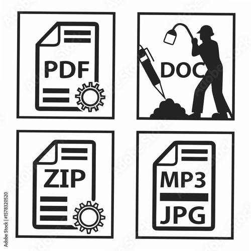 File format icons P D F D O C Z I P M P3 J P G file icons