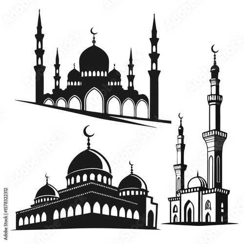 Islamic mosque architectural silhouettes Islamic architecture