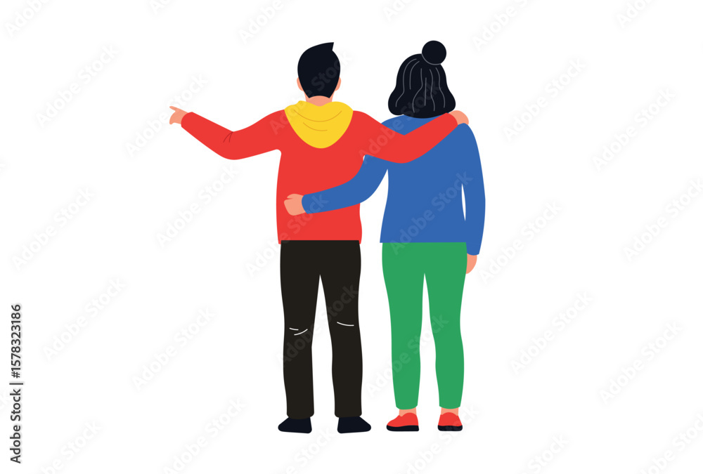 Friends walking together vector illustration. Friends walking together vector illustration.