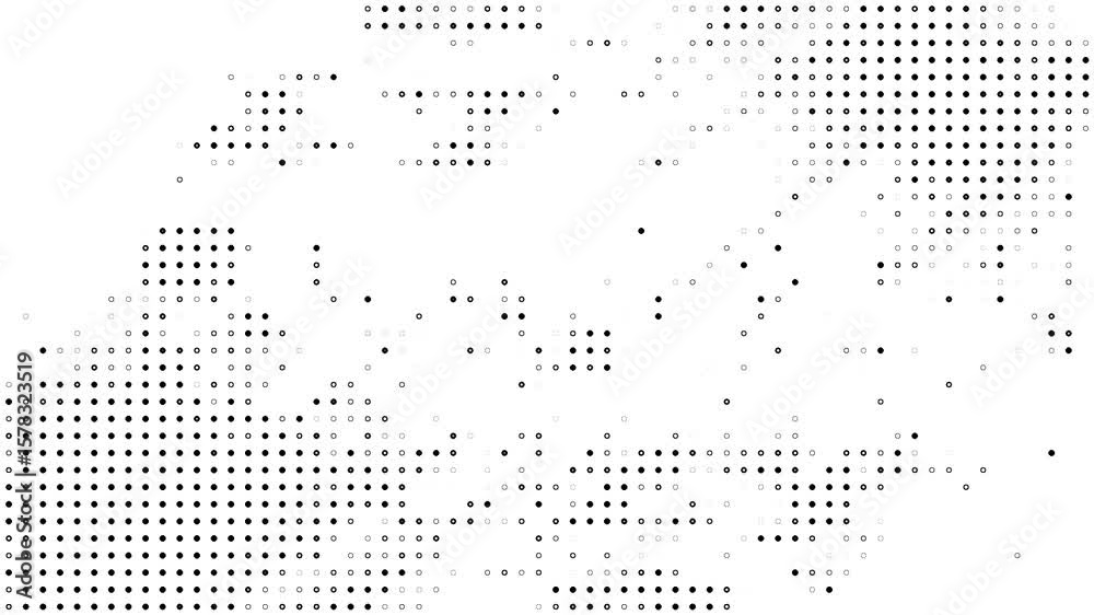 abstract dots and grid halftone texture motion seamless loop animation isolated on white background