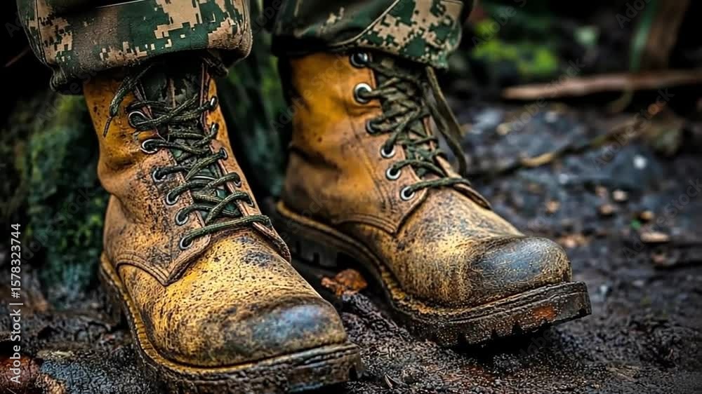old boots on the old wooden background